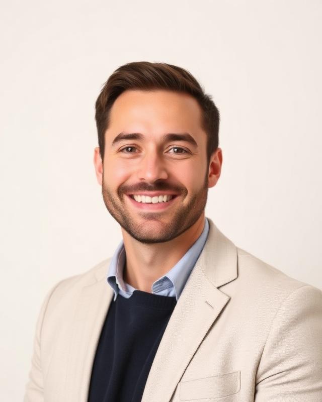 Real estate agent portrait of a man in a light blazer